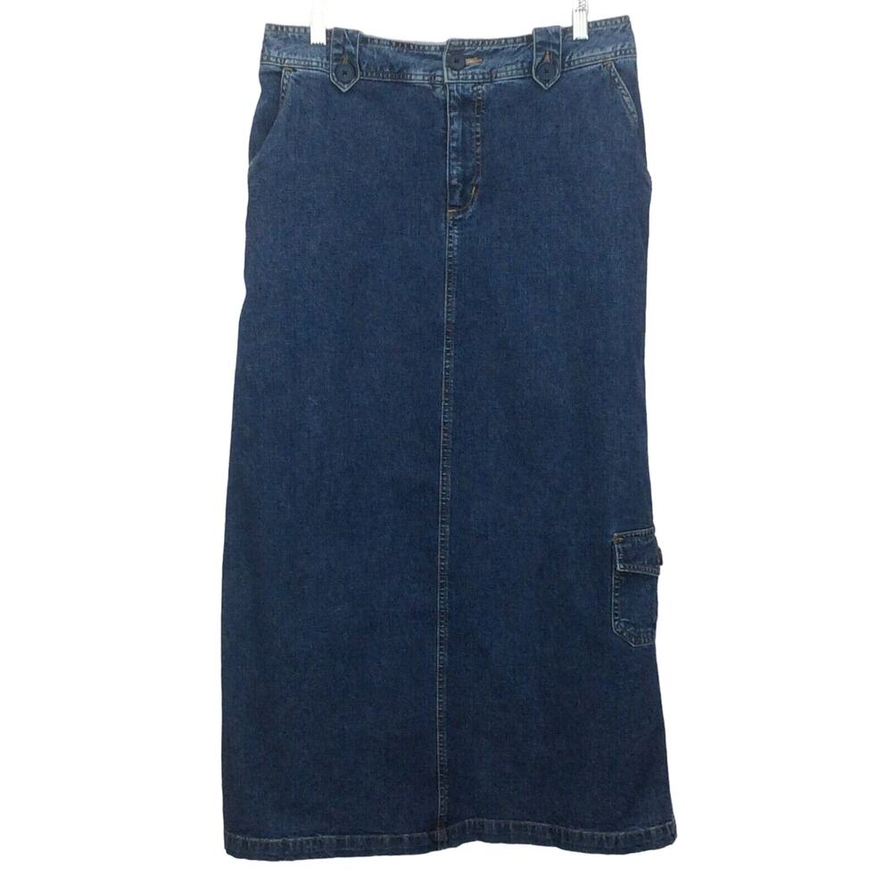 Vintage Cherokee Blue Jean Maxi Skirt Women's Size 10 Prairie Cottage Core Boho